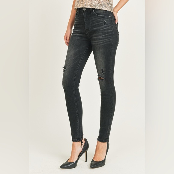 RISEN JEANS HIGH RISE VINTAGE WASHED SKINNY #1054 - Picture 4 of 5